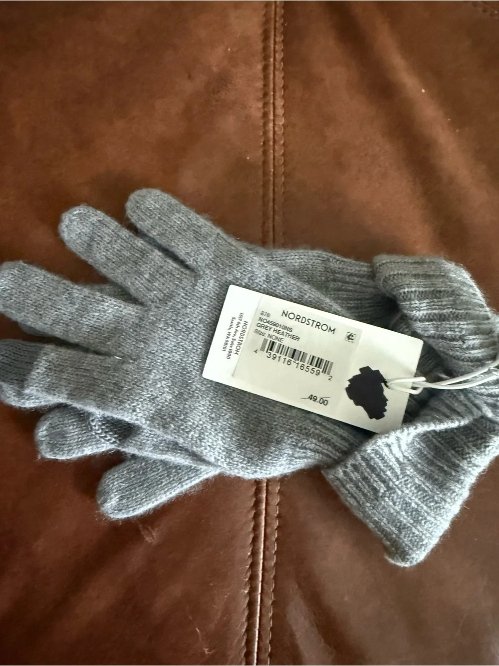 Nordstrom Light Gray Knit Cashmere-Blend Gloves